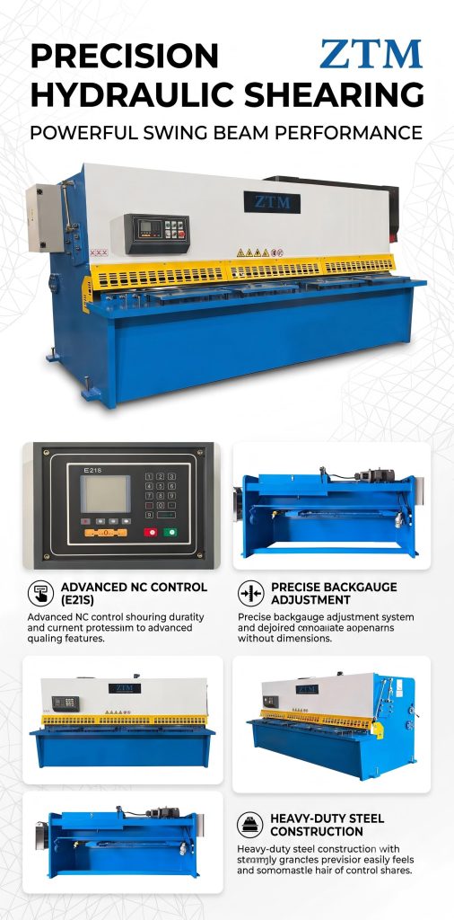 QC12Y 10x3200 Hydraulic Swing Beam Shearing Machine with E21S NC Control System QC12Y 10x3200 Hydraulic Swing Beam Shearing Machine with E21S NC Control System